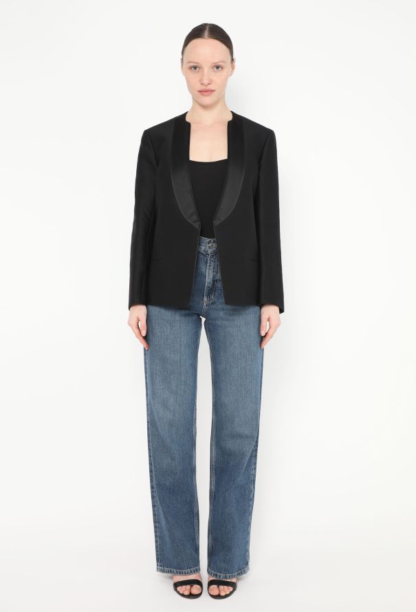 Saint Laurent Collarless Smoking Blazer - 2