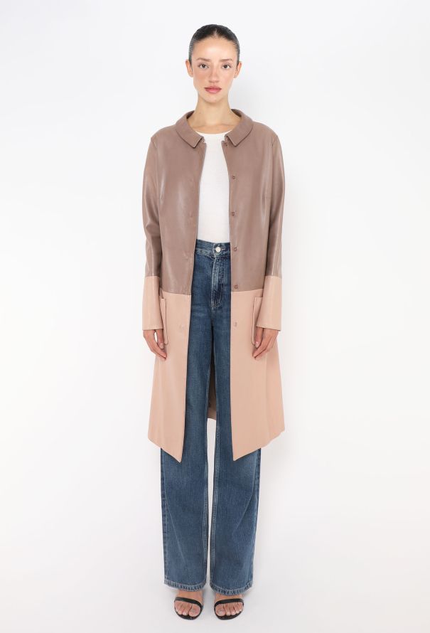 Dior 2015 Raf Simons Tonal Leather Coat - 2