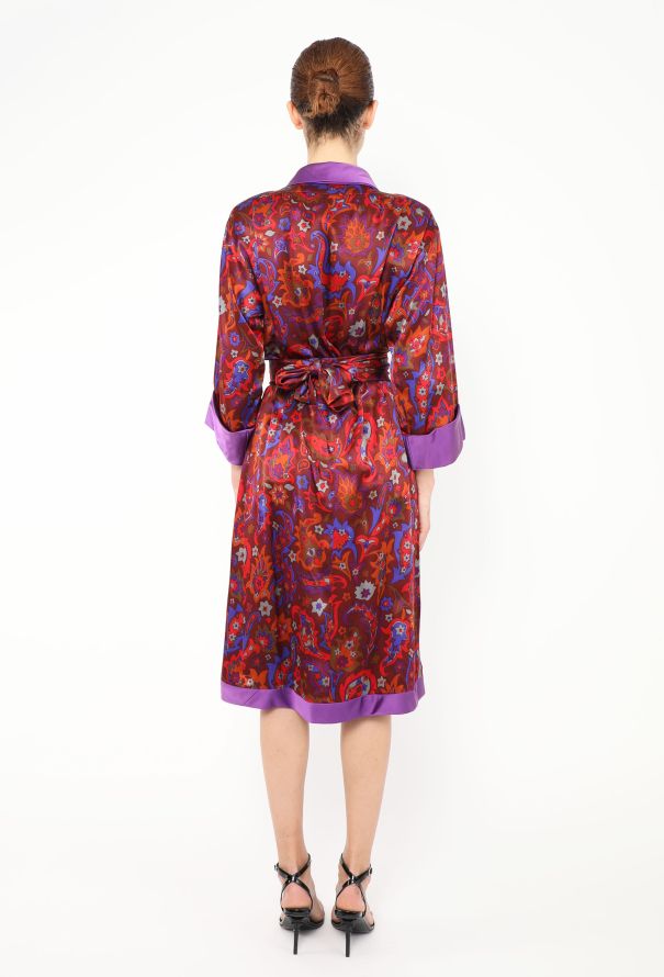 Saint Laurent F/W 1985 Paisley Silk Belted Robe - 5