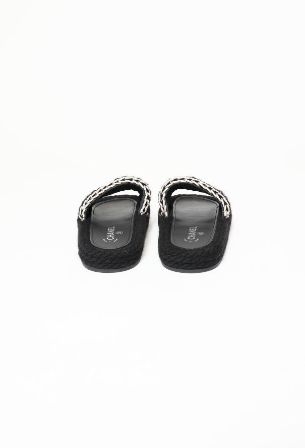 Chanel Resort 2021 Braided Knit Metallic 'CC' Slides - 7