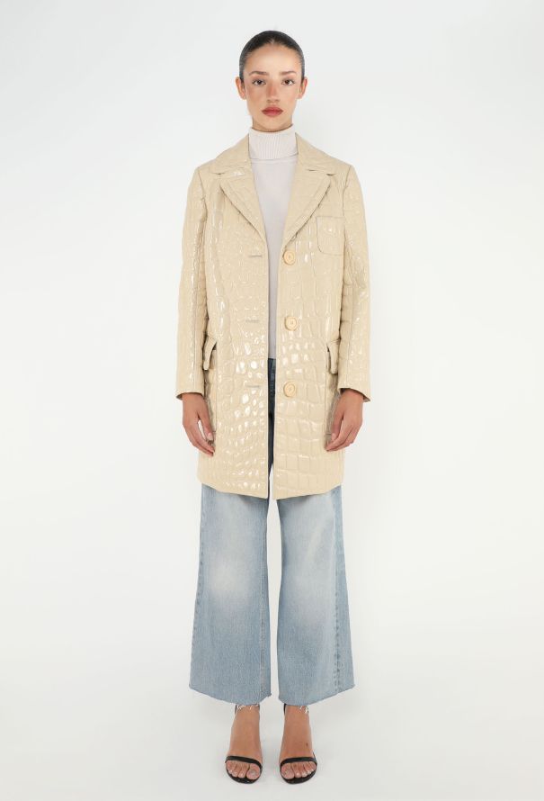 Miu Miu F/W 2015 Embossed Patent Coat - 5