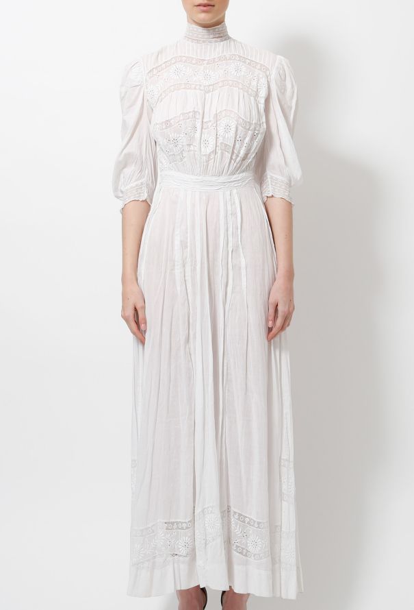Embroidered Lace Edwardian Dress - 4