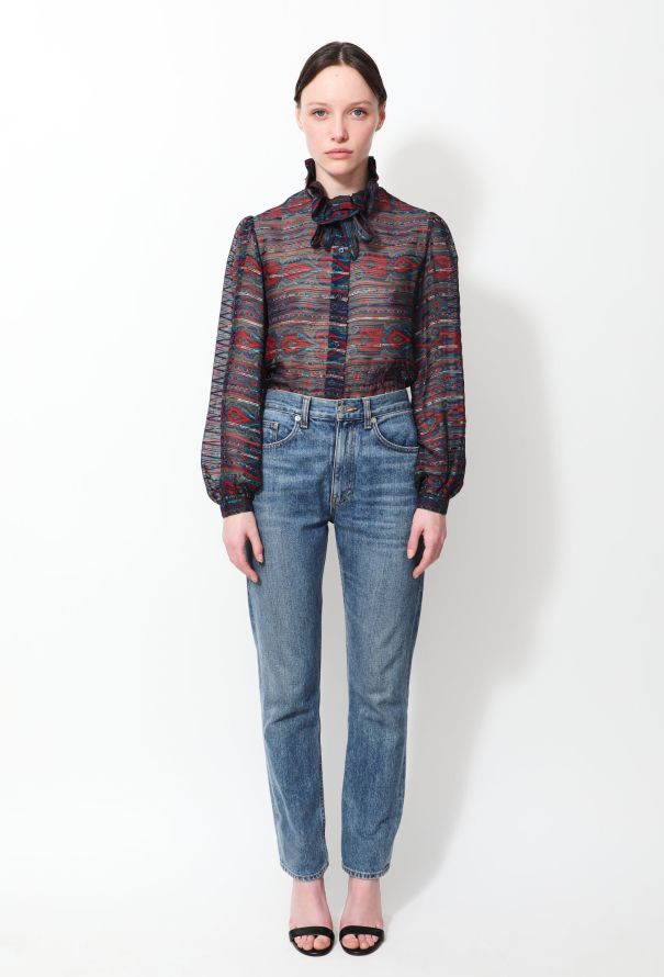 Lanvin 70s Ruffled Lavallière Silk Blouse - 1