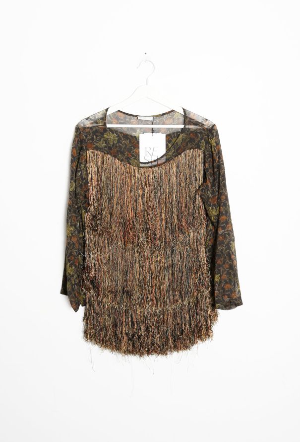 Dries Van Noten Tiered Fringe Silk Top - 6