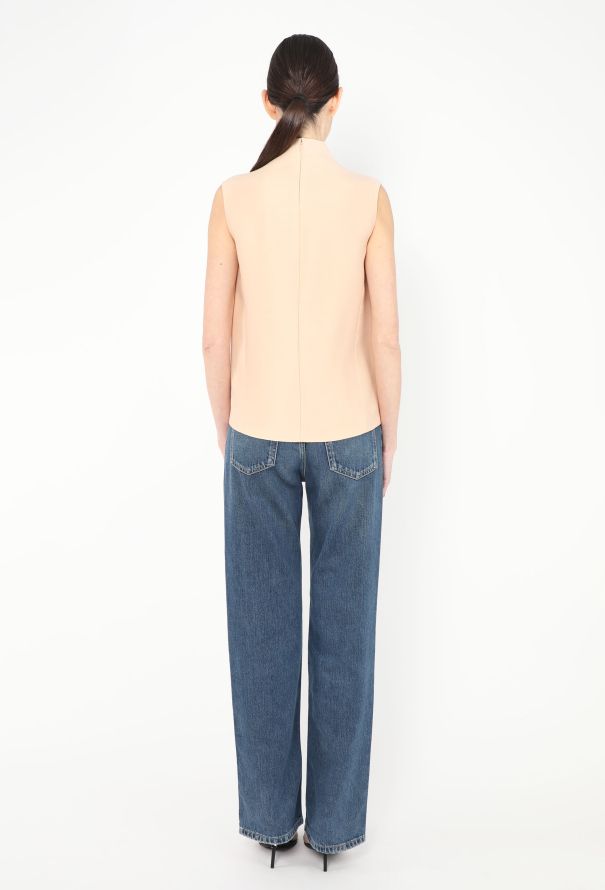 Céline Silk Piqué Mock-Neck Top - 3