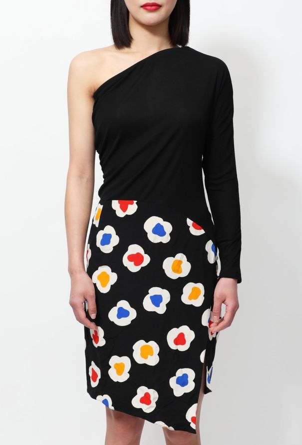 Exquisite Vintage 80s Geoffrey Beene One Shoulder Floral Dress - 3