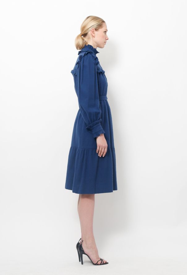 Saint Laurent Early '70s Belted Wool Smock Dress - 3