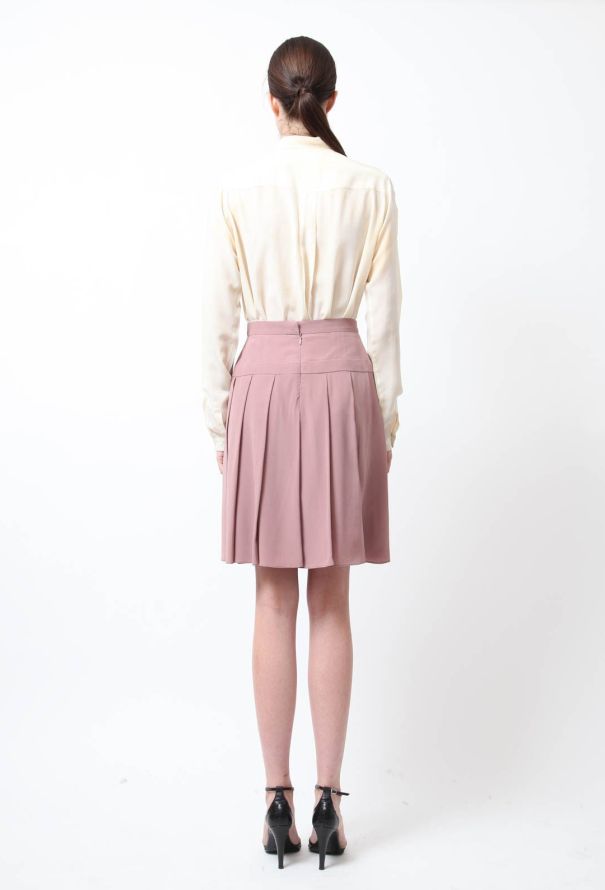 Chanel Mauve Pleated Silk Skirt - 3