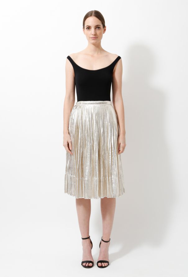 Jil Sander Silver Lamé Pleated Skirt - 1