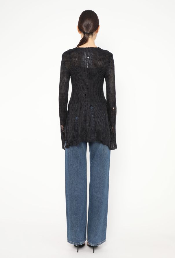 Rodarte Distressed Silk Hand-Knit Cardigan - 4