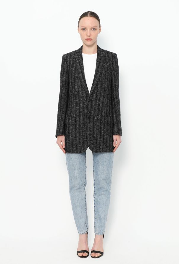 Saint Laurent F/W 2015 Striped Wool Blazer - 5