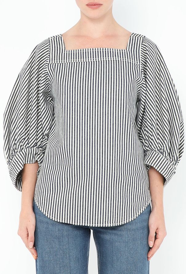Chloé S/S 2017 Striped Denim Top - 1