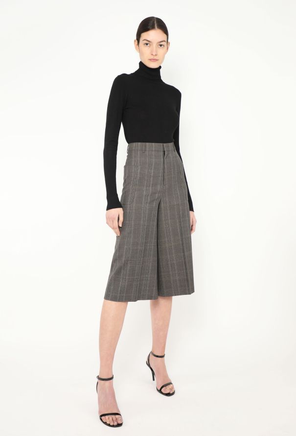 Céline 2019 Pleated Plaid Culottes - 3