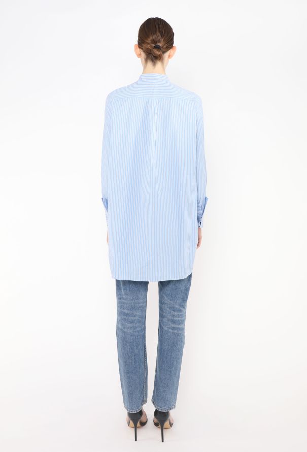 Céline Pinstripe Cotton Tunic Shirt - 4