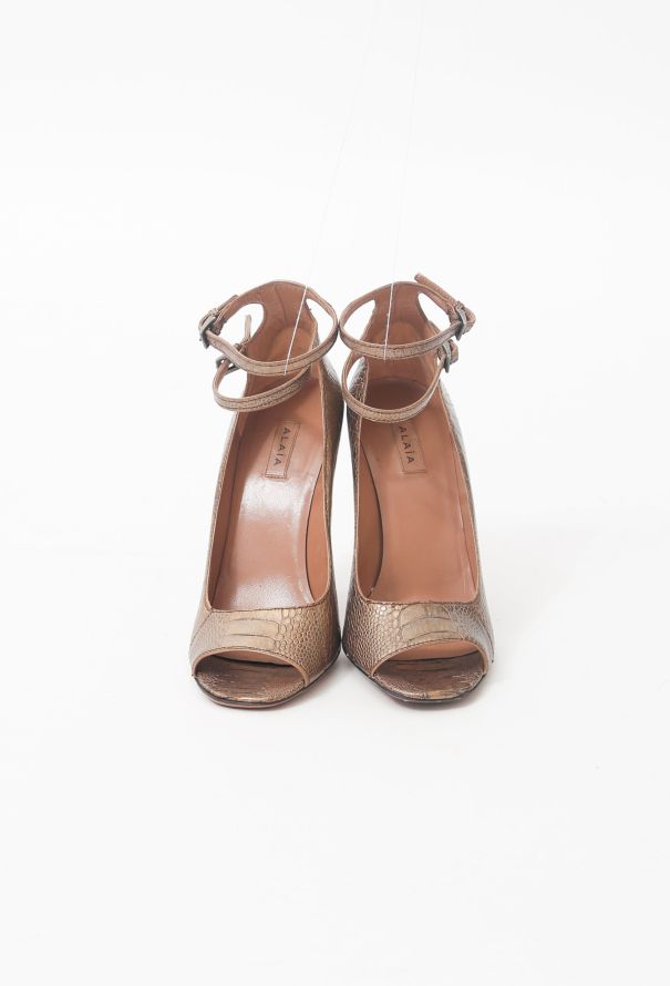Alaïa Gold Stamped Heels - 2