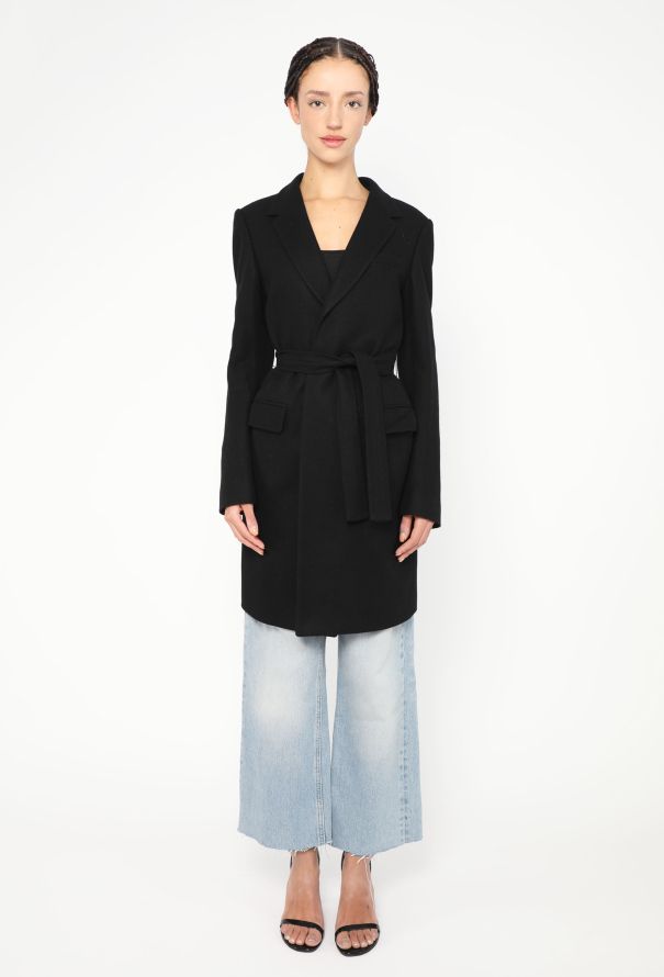 Balmain Notched Cashmere Belted Coat - 3