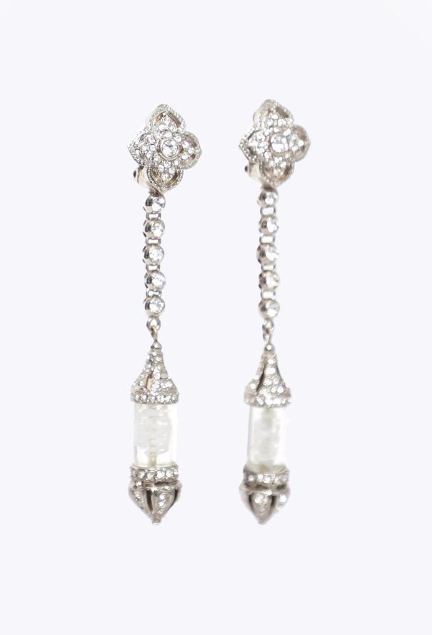 Dior 1997 Strass Pendant Clip Earrings - 2