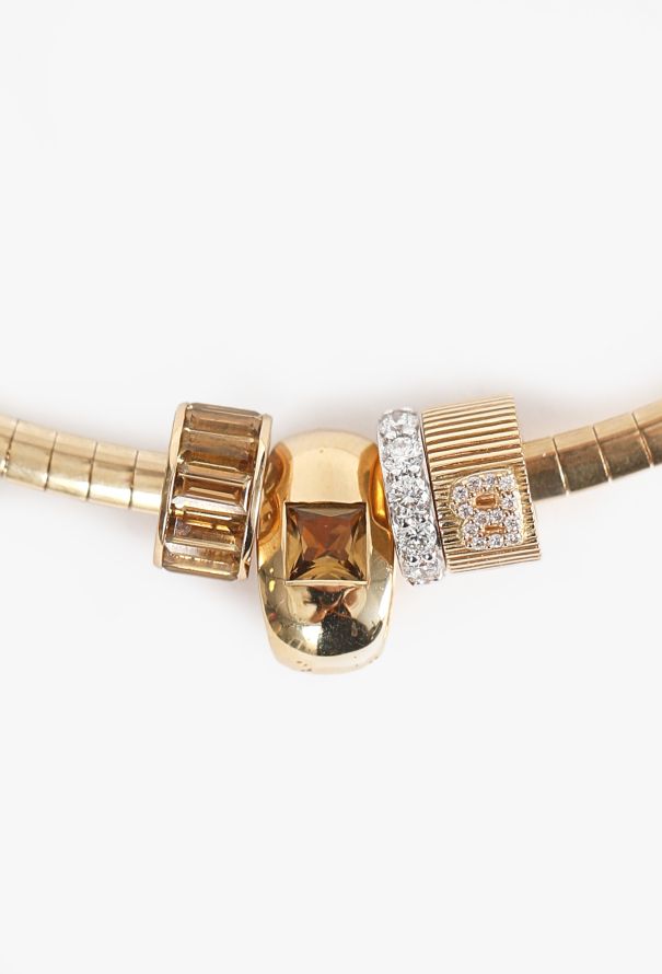 Modern Fine Jewelry FoundRae 18K Yellow Gold Omega Sleek Collar & Charms - 7