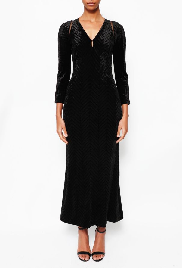 Gianni Versace Vintage Chevron Velvet Gown - 3