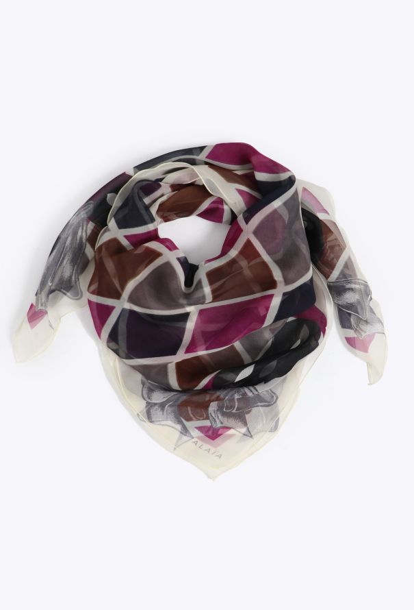 Alaïa F/W 1992 Harlequin Chiffon Scarf - 3