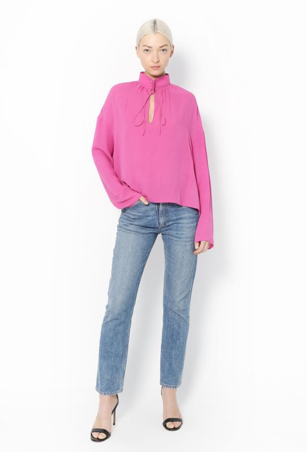 Balenciaga S/S 2017 Inverted Silk Blouse - 6