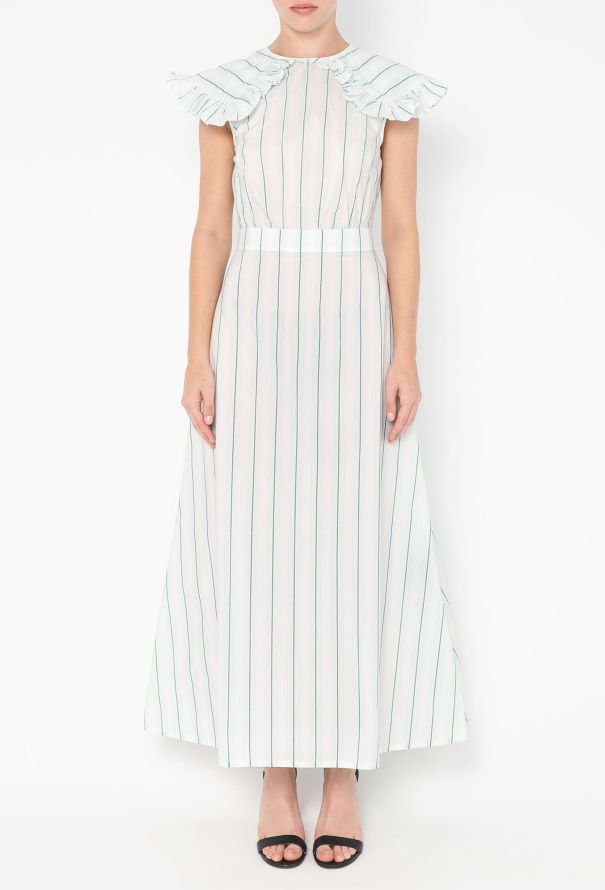 Calvin Klein F/W 2018 Pinstripe Ruffled Dress - 3