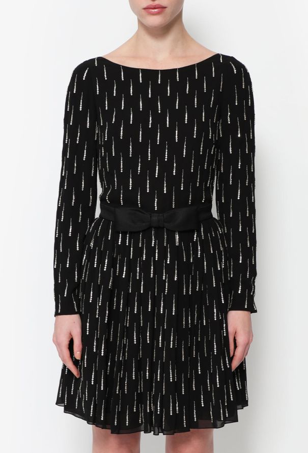 Saint Laurent F/W 2015 Embellished Silk Bow Dress - 4