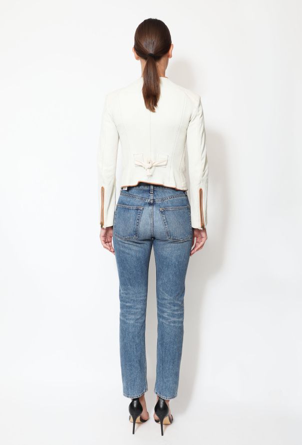 Céline Linen Leather Zip Jacket - 4