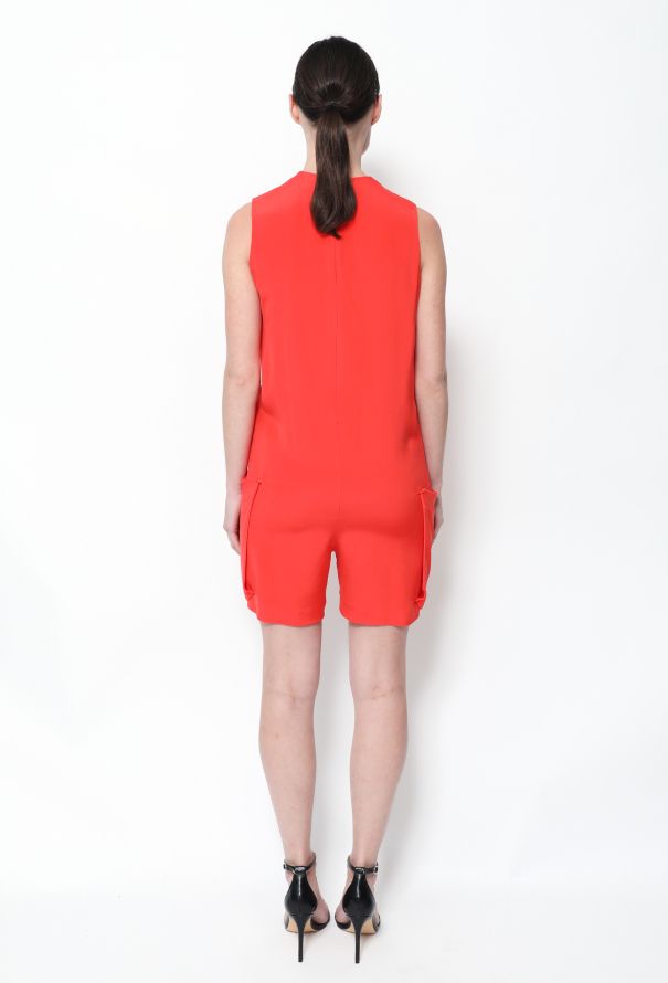 Céline Coral Silk Romper - 4