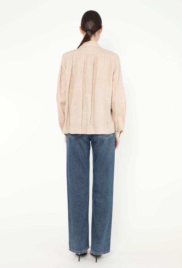 Valentino Vintage Ruched Linen Blouse - 4