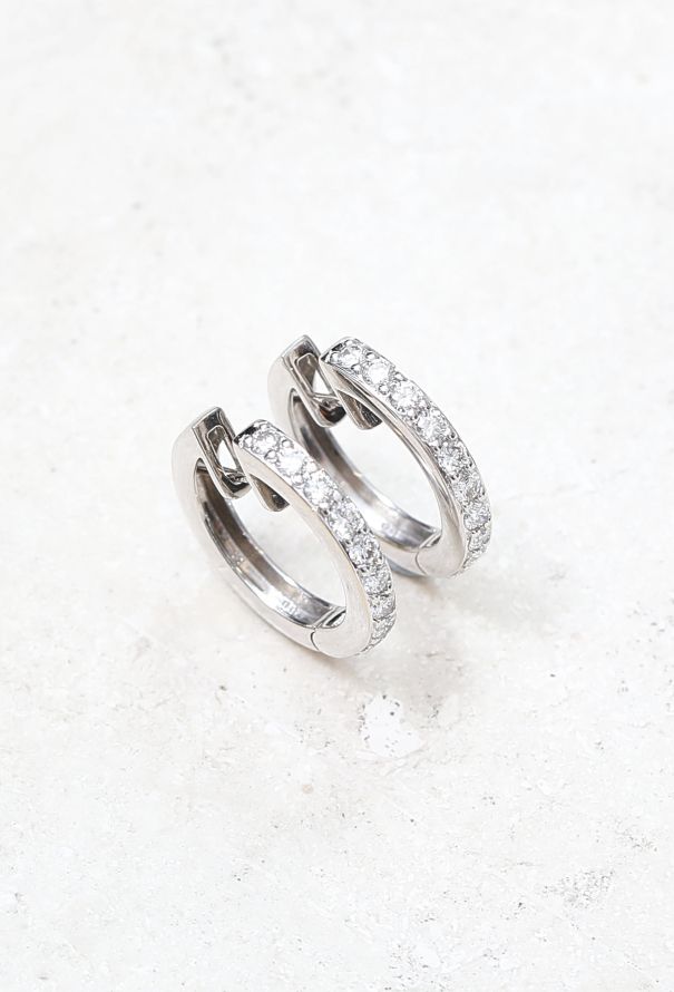 Vintage Fine Jewelry 18k Gold & Diamond Hoop Earrings - 1