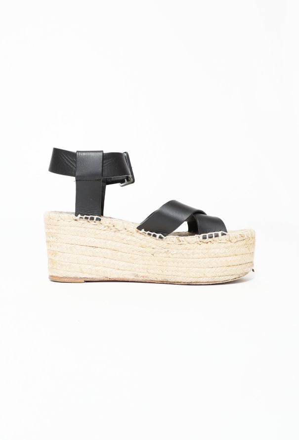 Céline Leather Strap Espadrille Platforms - 1