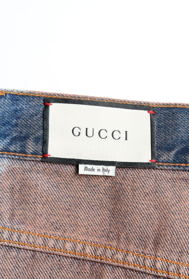 Gucci Dragon Embroidered Denim Skirt - 4