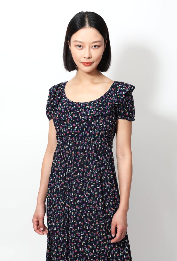 Exquisite Vintage Floral Print Dress - 1