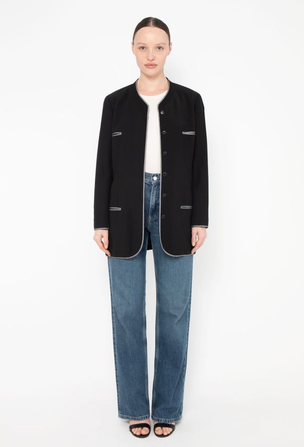 Chanel TIMELESS S/S 1996 Collarless Black Jacket - 4