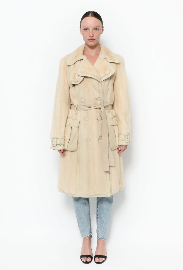 Dior F/W 2005 Leather Trim Mink Trench - 1