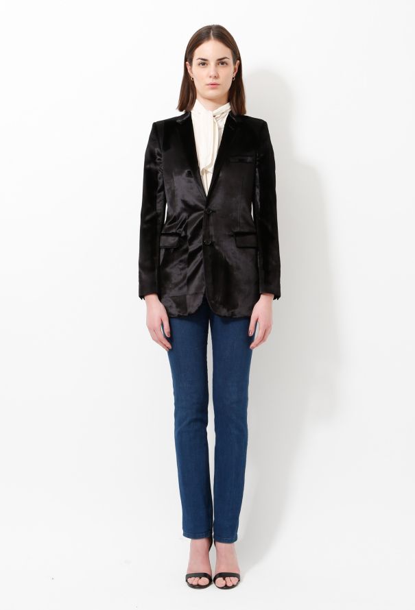 Saint Laurent S/S 2015 Velvet Smoking Blazer - 3