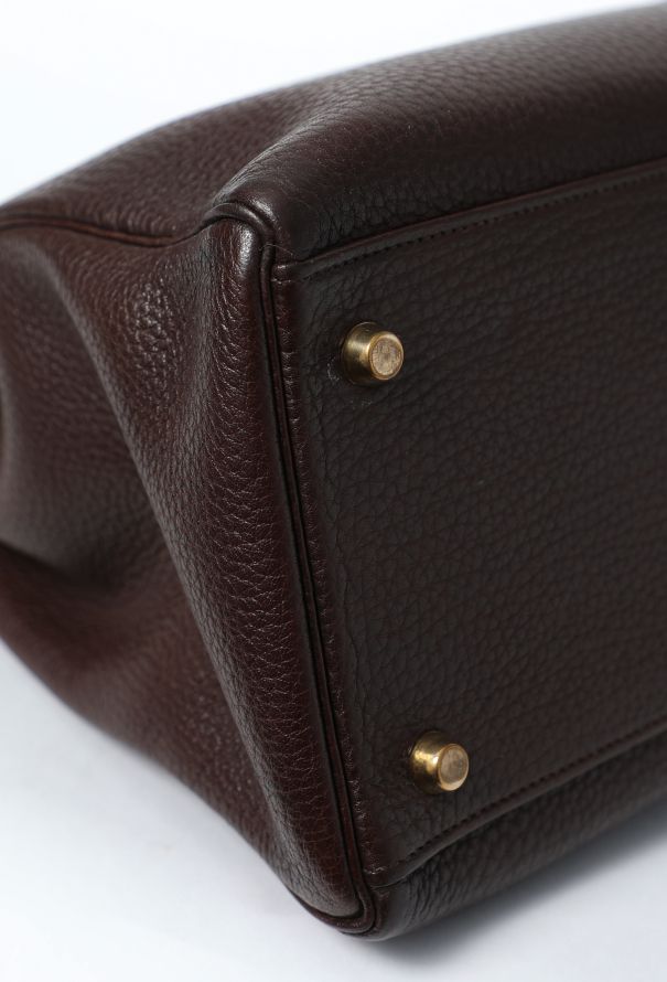 Hermès Vintage Marron Togo Kelly Retourné 35 - 11