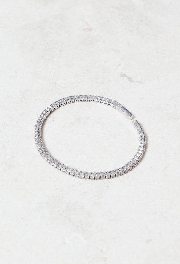 Vintage Fine Jewelry 18k White Gold Diamond Open Bangle - 2