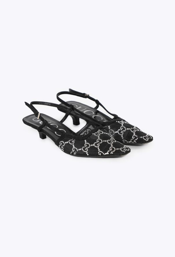 Gucci GG Crystal Mesh Slingback Pumps, 2021 - 3