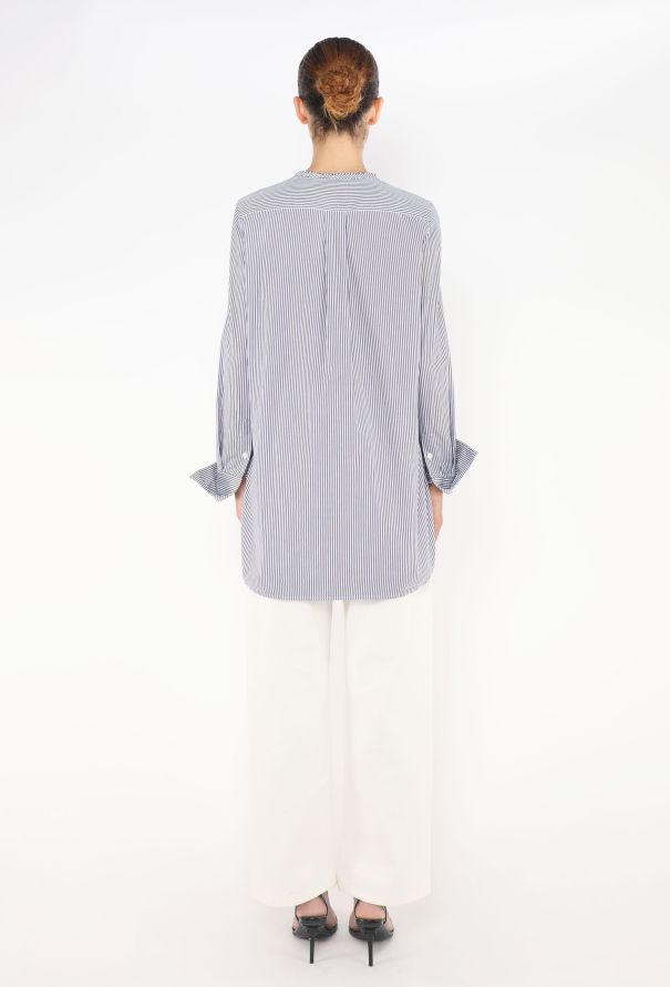 Céline Pinstripe Bib Tunic Shirt - 4
