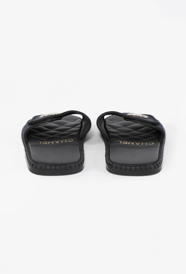 Chanel Quilted Velvet 'CC' Slides, 2023 - 4