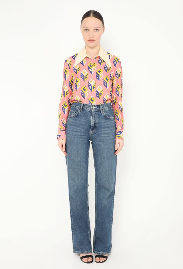 Gucci S/S 2017 Silk Jacquard 'GG' Shirt - 2