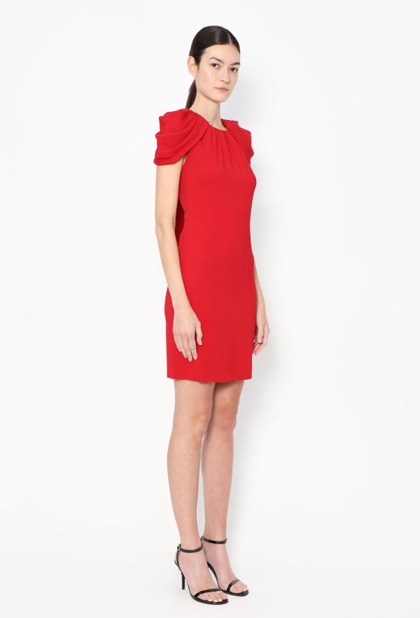 Valentino Ruched Shoulder Crêpe Dress - 3