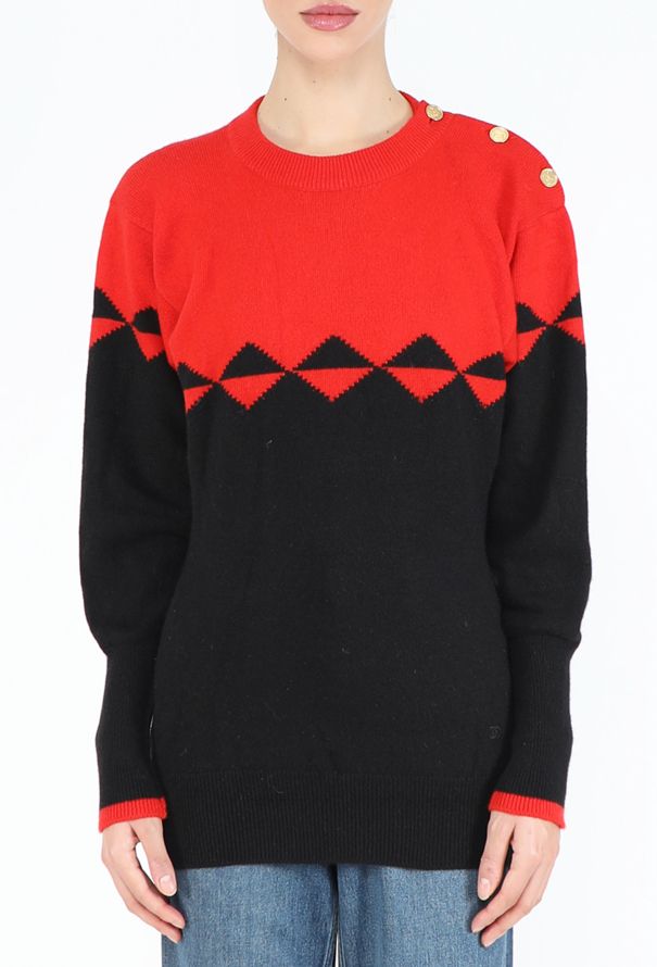 Chanel '80s Scottish Bicolor Cashmere Sweater - 1