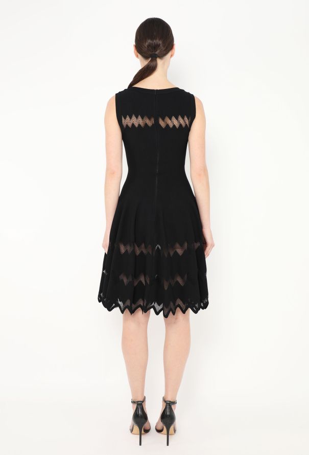 Alaïa Chevron Lace Skater Dress - 4