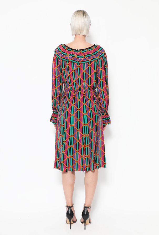 Saint Laurent Vintage Harlequin Silk Dress - 3