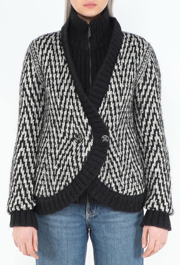 Chanel Chevron Ribbed Mohair Cardigan - 2