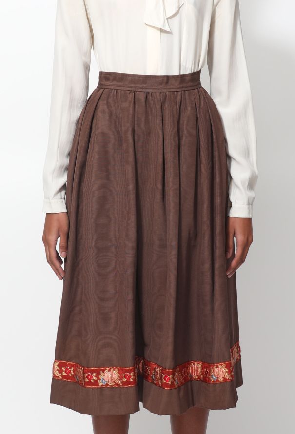 Saint Laurent 70s Floral Embroidered Flared Skirt - 2