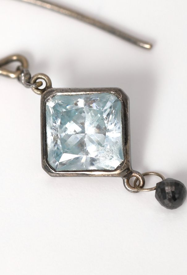 Vintage Fine Jewelry Aquamarine & Diamond Drop Earrings - 3